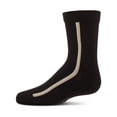 thumbnail image 1 of MeMoi Boys Dual-Stripe Cotton-Rich Fine-Gauge Crew Sock - Boys - Male, 9-11, Black, 1 of 6