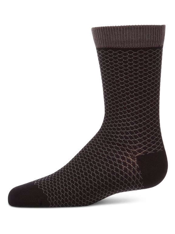 Boys "Geo" Cotton-Rich Geometric Diamond-Pattern Everyday Crew Sock - Boys - Male, 8-9, Navy