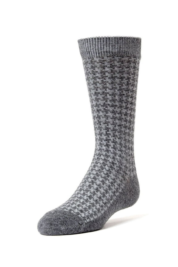 Boys' Houndstooth Mercerized Cotton Dress Socks - Boys - Male, 7-8, Charcoal