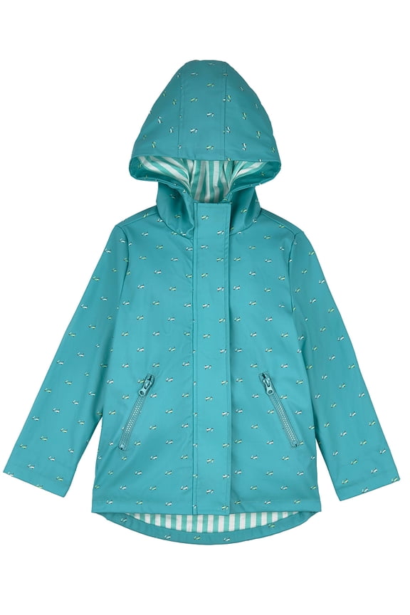 Boys "On The Move" Lined Raincoat with Attached Self-Storage Pouch - Boys - Male (12, Teal)