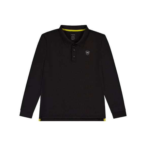MeMoi Boys Silky Soft Dri-Effect Moisture Wicking Long Sleeve Polo Shirt - Boys - Male, 8, Black