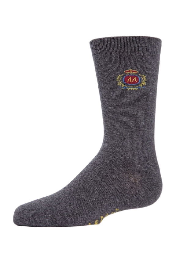 Boys' Sophisti-Crest Mercerized Cotton Blend Crew Socks - Boys - Male, 8, Gray