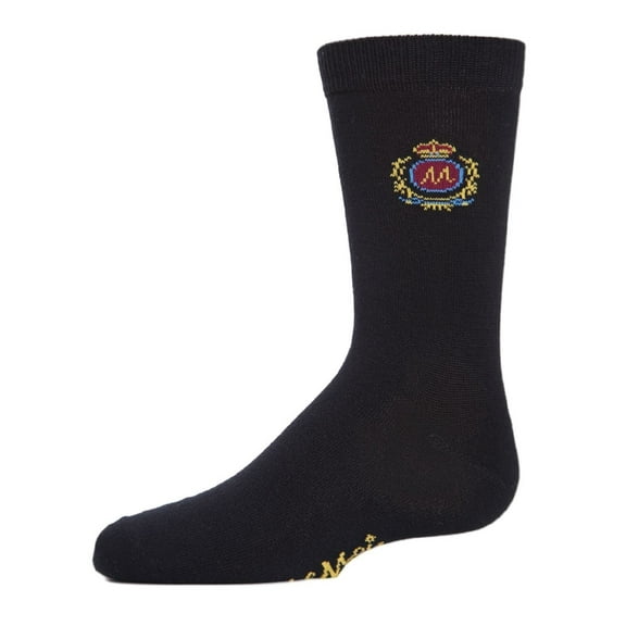 MeMoi Boys' Sophisti-Crest Mercerized Cotton Blend Crew Socks - Boys - Male, 6, Black