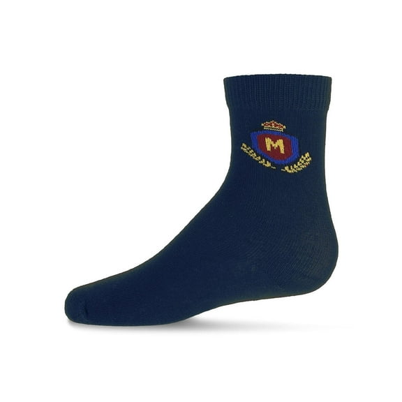 MeMoi Boys Stitched M Crest Solid Color Dress Crew Socks - Boys - Male, 9-11, Navy