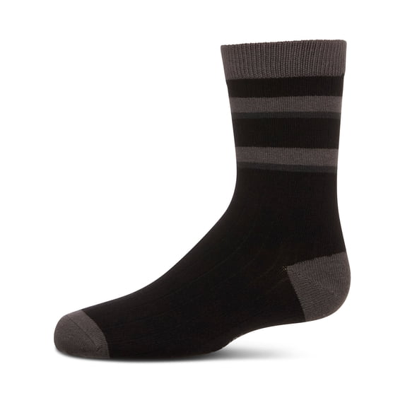 MeMoi Boys Tonal Stripe Cotton Rich Crew Sock - Boys - Male, 10-12, Black