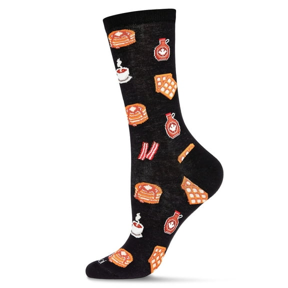 MeMoi Breakfast of Champions Bamboo Blend Crew Socks - Womens - Female, 9-11, Black