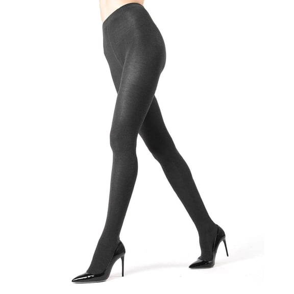 MeMoi Women's Brooklyn Flat Knit Cotton Blend Sweater Tights - Womens - Female, 1X-2X, Dark Gray Heather