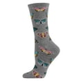 thumbnail image 1 of MeMoi Butterfly Bamboo Blend Crew Socks - Womens - Female, 9-11, Medium Gray Heather, 1 of 9