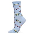 thumbnail image 1 of MeMoi Butterfly Bamboo Blend Crew Socks - Womens - Female, 9-11, Light Blue, 1 of 9