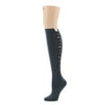 thumbnail image 1 of MeMoi Buttonlap Chunky Knit Knee High Socks - Womens - Female, One Size, Dark Gray, 1 of 2