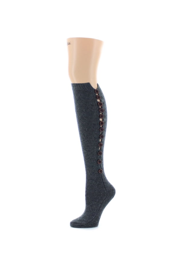Buttonlap Chunky Knit Knee High Socks - Womens - Female, One Size, Dark Gray