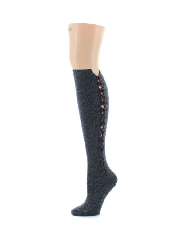 Buttonlap Chunky Knit Knee High Socks - Womens - Female, One Size, Dark Gray