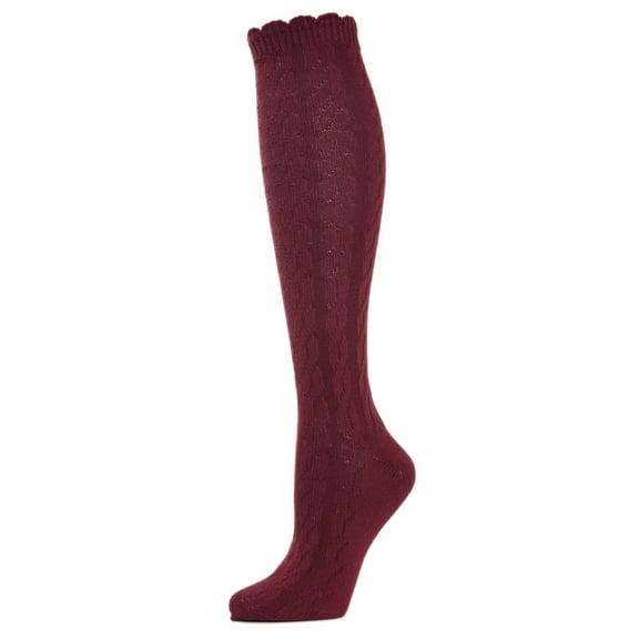 MeMoi Cable-Knit Cotton Blend Knee High Socks - Womens - Female, One Size, Tawny Port