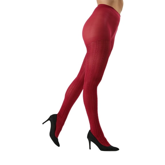 MeMoi Cable Link Breathable Opaque Tights - Womens - Female (Small/Medium, Biking Red)