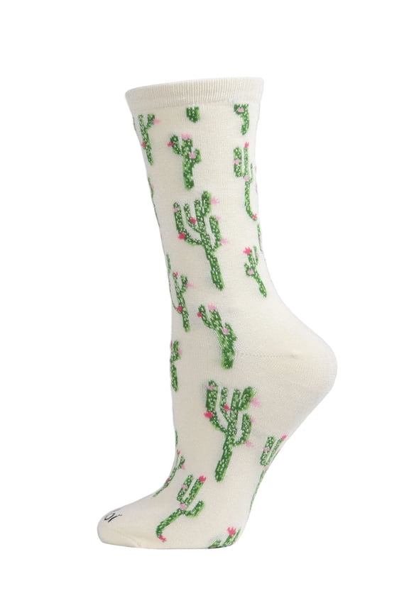 Cactus Bamboo Blend Crew Socks - Womens - Female, One Size, Marshmallow
