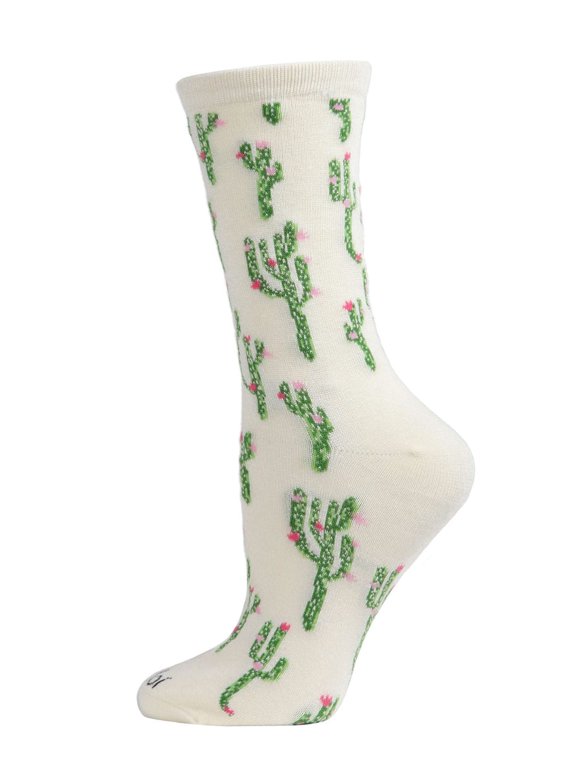 Cactus Bamboo Blend Crew Socks - Womens - Female, One Size, Marshmallow