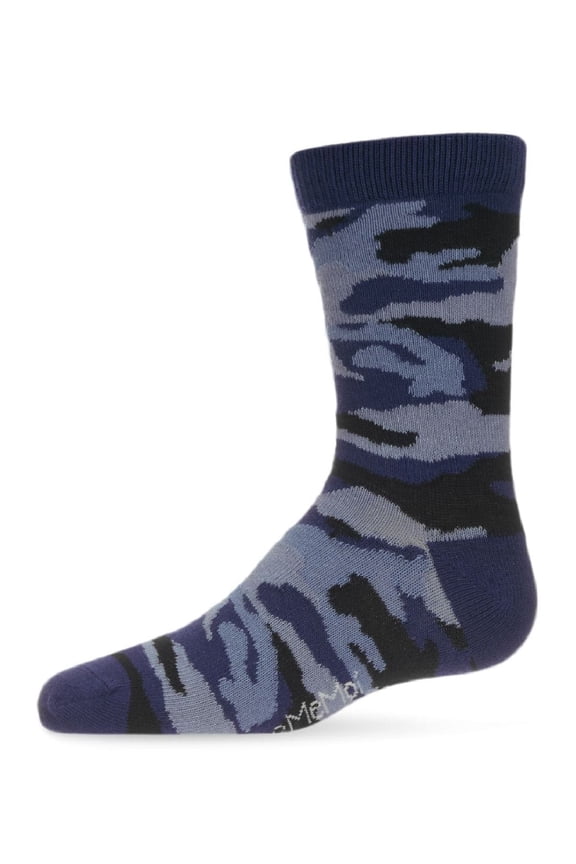 Boys Camouflage-Pattern Cotton-Rich Crew Socks - Boys - Male, 8 9, Navy