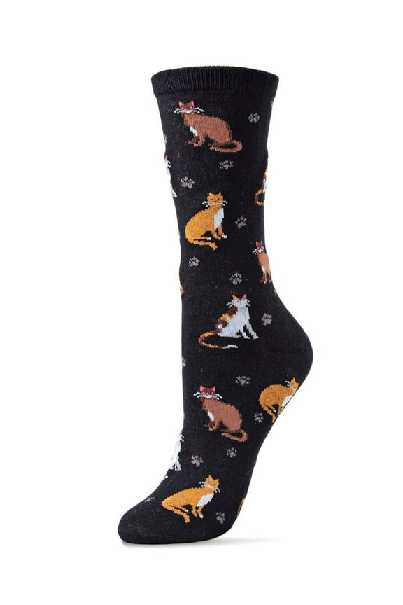 Cats & Friend Bamboo Blend Crew Socks - Womens - Female, 9-11, Black