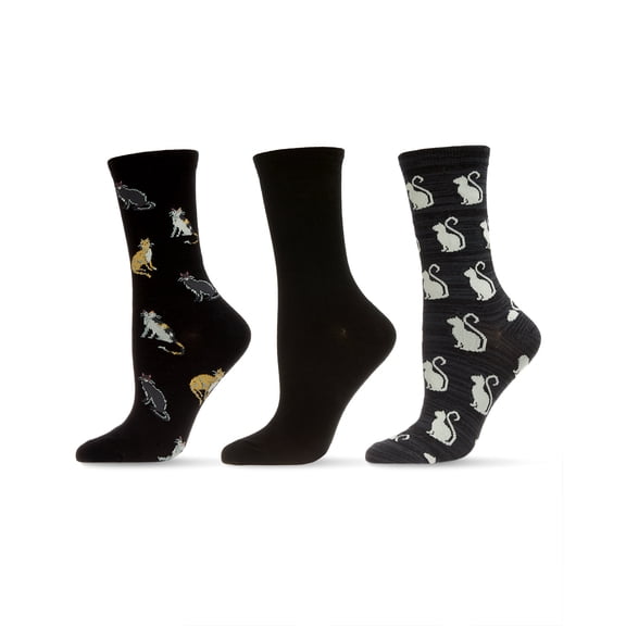 MeMoi Cats Galore Bamboo Blend Crew Sock 3 Pair Pack - Mens - Male