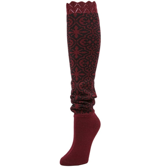 MeMoi Chaleur Geometric Slouched Knee High Socks - Womens - Female, 9-11, Dark Gray Heather