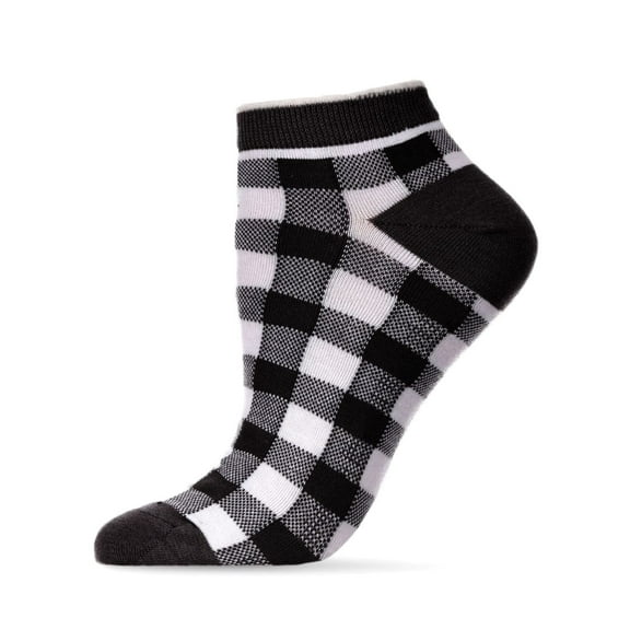 MeMoi Checkerboard Soft-Fit Cotton-Rich Low Cut Sock - Womens - Female, One Size, Black