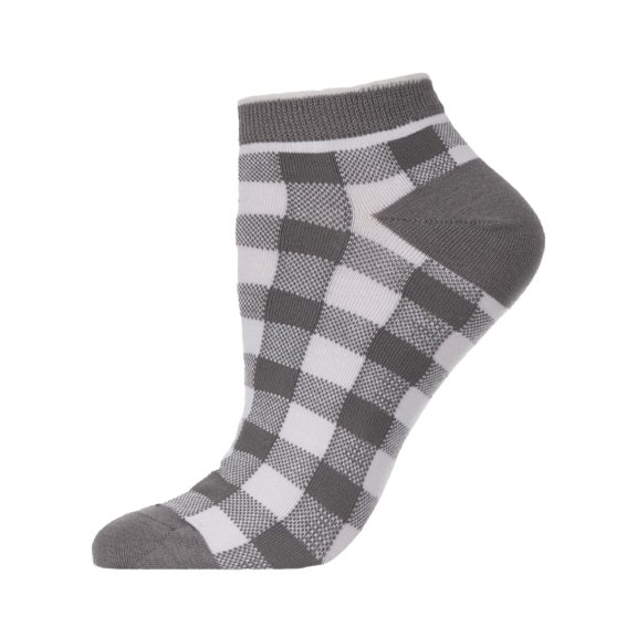 MeMoi Checkerboard Soft-Fit Cotton-Rich Low Cut Sock - Womens - Female, One Size, Steel Gray