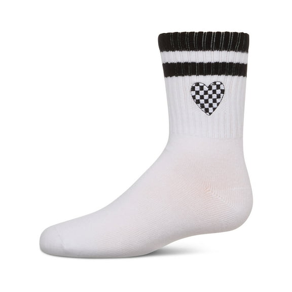 MeMoi Checkered Heart Crew Socks - Girls - Female, 10, Red