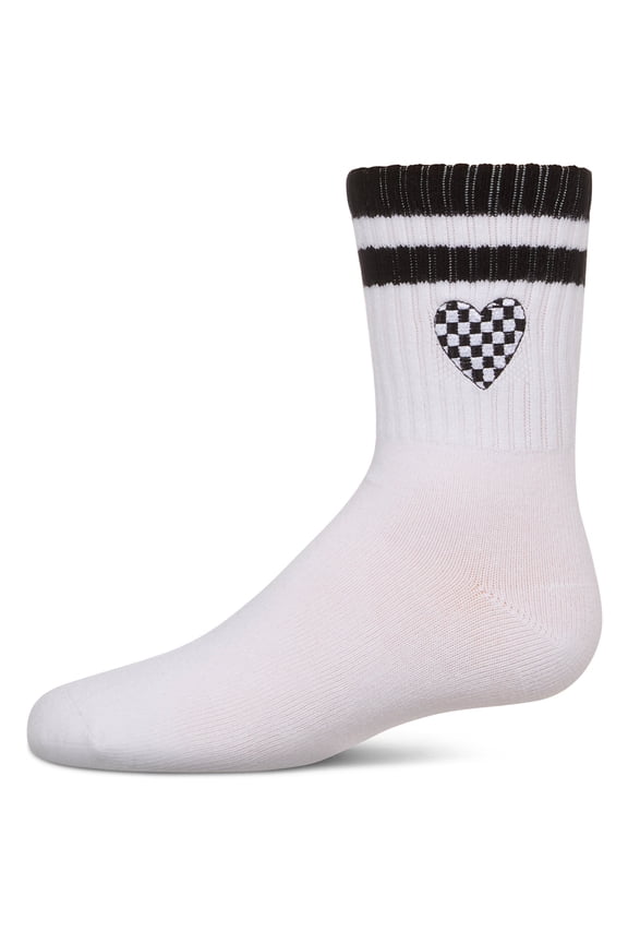 Checkered Heart Crew Socks - Girls - Female, 6, Red