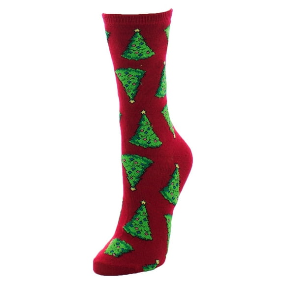 MeMoi Women's Cheerful Christmas Tree Crew Socks - Womens - Female, One Size, Black