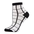 thumbnail image 1 of MeMoi Cheery Checker Sheer See-Through Ankle Socks - Womens - Female, 9-11, Black-Black, 1 of 11