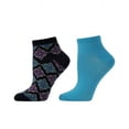 thumbnail image 1 of Natori Natori Bohemian Florals Shorties Socks 2-Pack - Womens - Female, 9-11, Black, 1 of 3