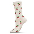 thumbnail image 1 of MeMoi Cherries Bamboo Blend Crew Socks - Womens - Female, 9-11, Marshmallow, 1 of 8