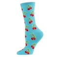 thumbnail image 1 of MeMoi Cherries Bamboo Blend Crew Socks - Womens - Female, 9-11, Turquoise, 1 of 8