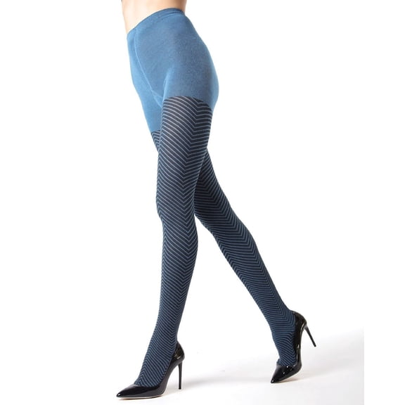 MeMoi Chevron Textured Sweater Knit Tights - Womens - Female (Medium/Large, Seaport)