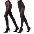 thumbnail image 1 of MeMoi Chevron Wave/Solid Control Top Tights 2 Pack - Womens - Female, Medium/Large, Brown-Black, 1 of 3
