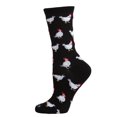 thumbnail image 1 of MeMoi Chickens Bamboo Blend Crew Socks - Womens - Female, One Size, Black, 1 of 8