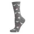 thumbnail image 1 of MeMoi Chickens Bamboo Blend Crew Socks - Womens - Female, One Size, Medium Gray Heather, 1 of 8