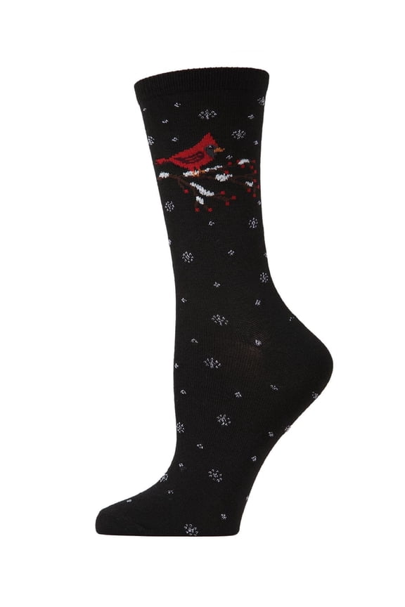 Women's Christmas Cardinal Crew Socks - Womens - Female, 9-11, Black
