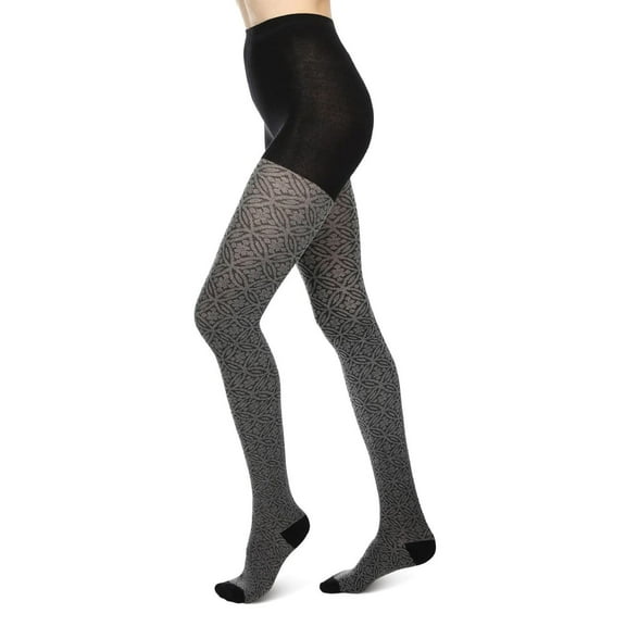 MeMoi Women's Flattering Floral and Circular Pattern Sweater Tights - Womens - Female (Small/Medium, Black)