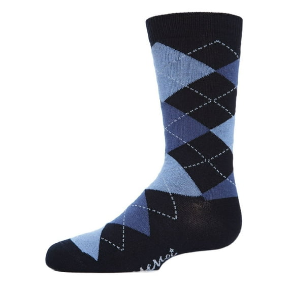 MeMoi Classic Argyle Mercerized Cotton Blend Crew Socks - Boys - Male, 2, Navy