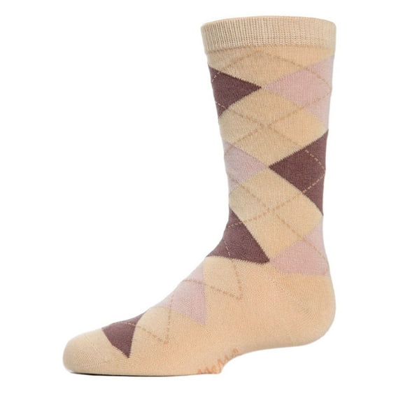 MeMoi  Classic Argyle Mercerized Cotton Blend Crew Socks - Boys - Male, 4, Tan