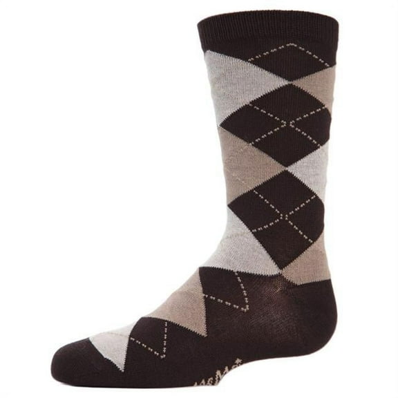 MeMoi  Classic Argyle Mercerized Cotton Blend Crew Socks - Boys - Male, 2, Brown