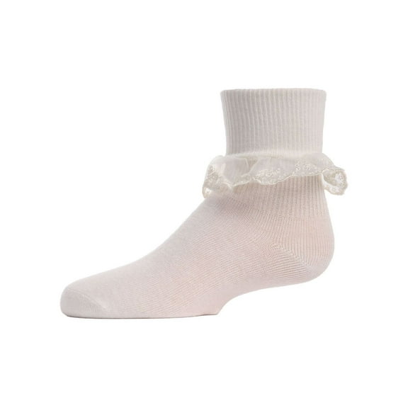 MeMoi Classic Lace Ruffle Anklet Socks - Girls - Female, 12, Ivory