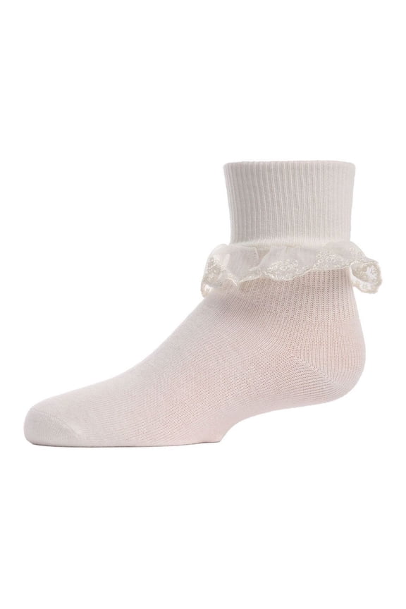 Classic Lace Ruffle Anklet Socks - Girls - Female, 8, Ivory