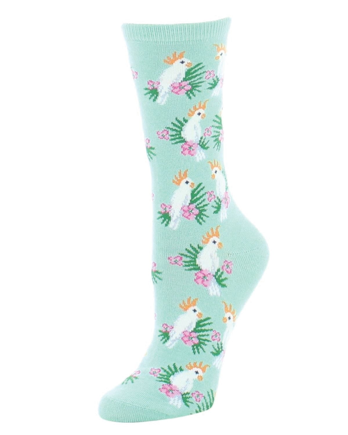MeMoi Cockatoo Rayan Blend Crew Socks - Fun Animal Pattern Socks, Rayon Soft & Sustainable