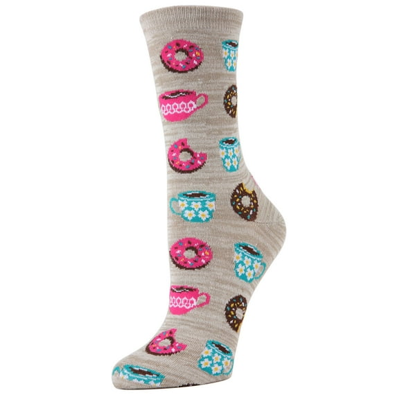 MeMoi Coffee & Donut Breakfast Bamboo Blend Crew Novelty Socks - Womens - Female