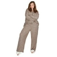 thumbnail image 1 of MeMoi Women's Hacci Wide Leg Soft Lightweight Lounge Pants - Womens - Female, 1X, Pebble Brown, 1 of 11