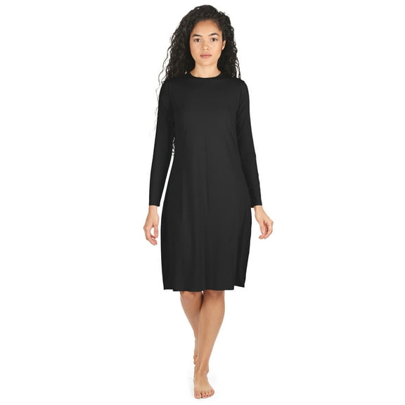 MeMoi Women's Bonded Long Sleeve Slip Dress - Womens - Female (Medium, Nude)