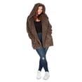thumbnail image 1 of MeMoi Women's Marled Plush Hooded Lounge Sweater with Shawl Collar - Womens - Female (Small/Medium, Pebble Brown), 1 of 6
