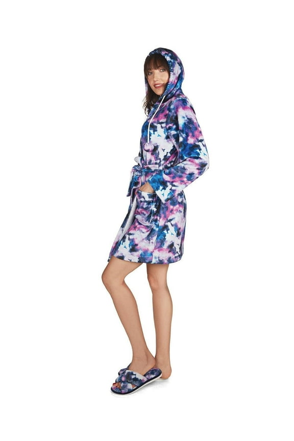 Women's Stardust Galaxy Tie Dye Plush Hooded Robe - Womens - Female (Large/X-Large, Multi)
